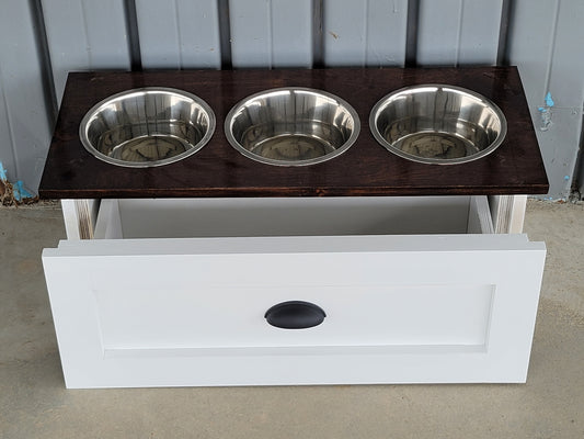 3 Bowl MEDIUM Raised Dog Bowl Feeding Station