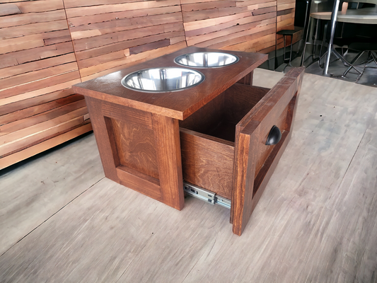 LARGE Stained Raised Dog Feeder