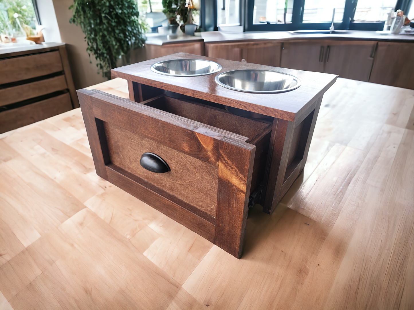 LARGE Stained Raised Dog Feeder