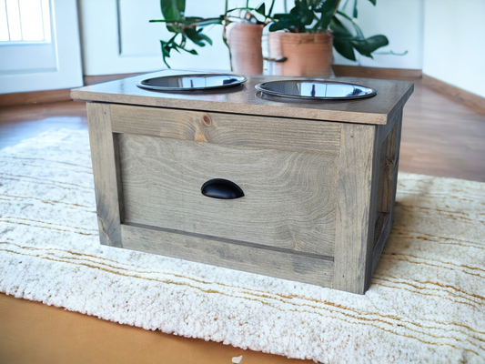 LARGE Stained Raised Dog Feeder
