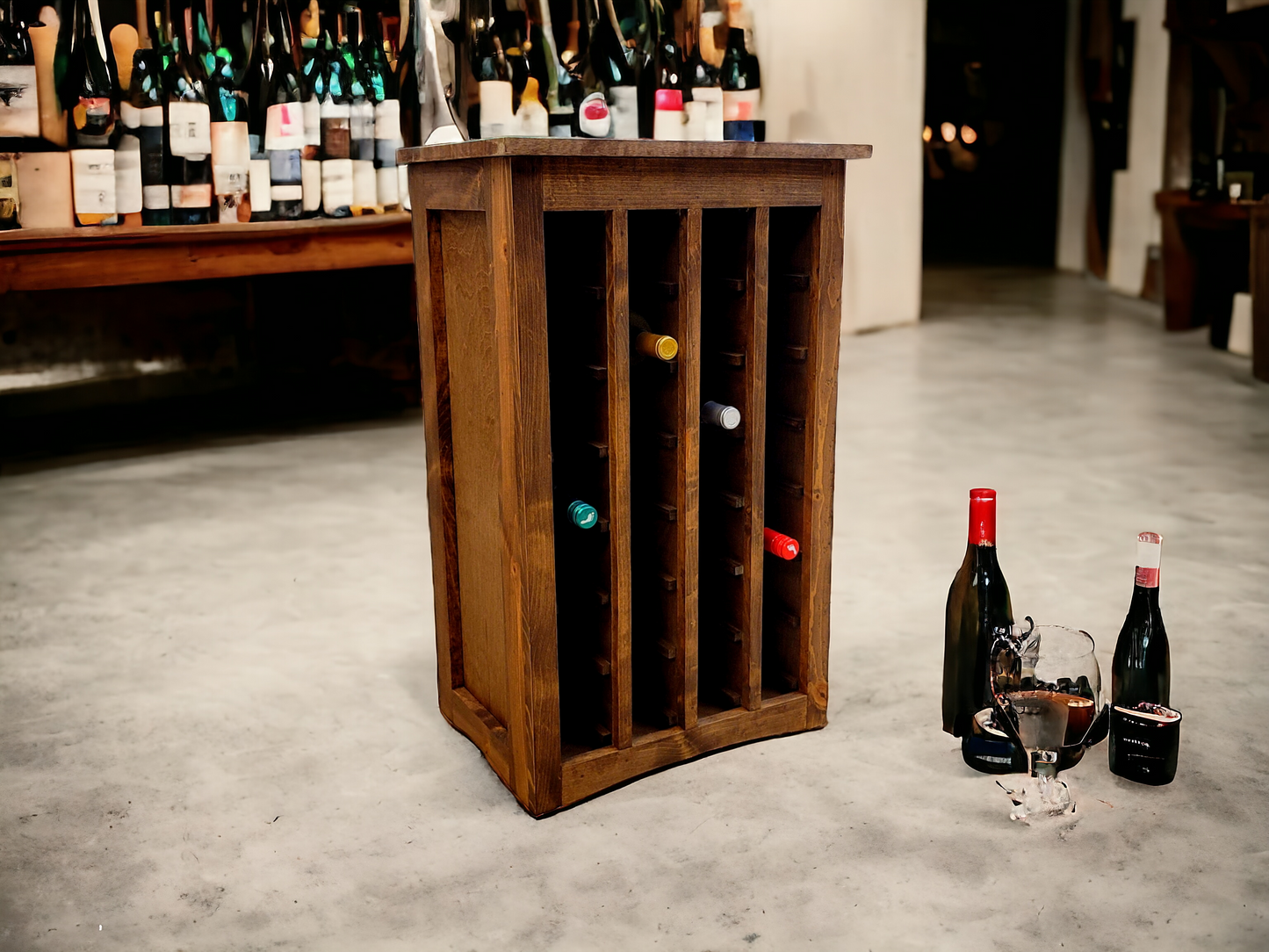 56 Bottle Modern Rustic Wine Cabinet and Jail