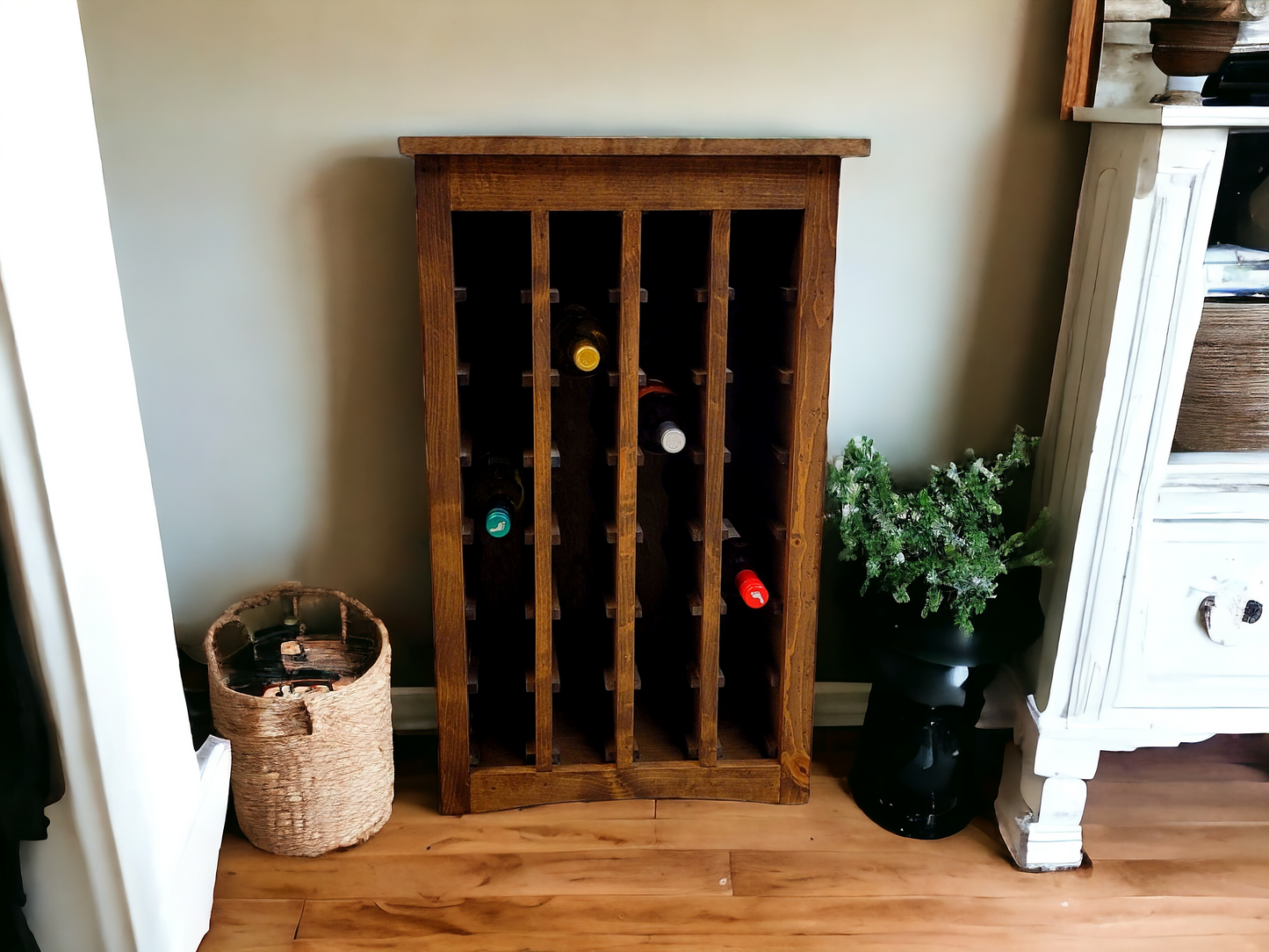 56 Bottle Modern Rustic Wine Cabinet and Jail
