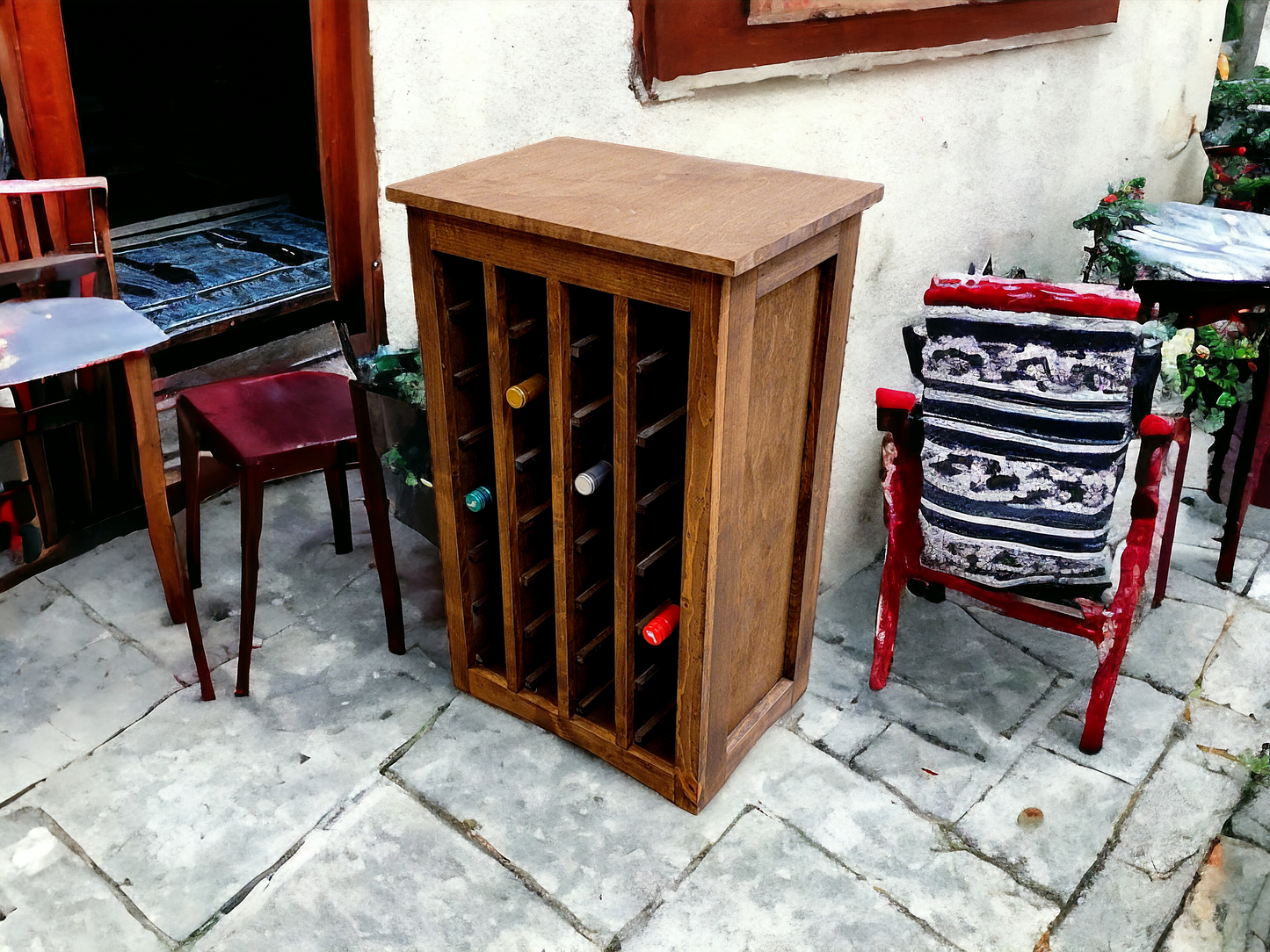 56 Bottle Modern Rustic Wine Cabinet and Jail