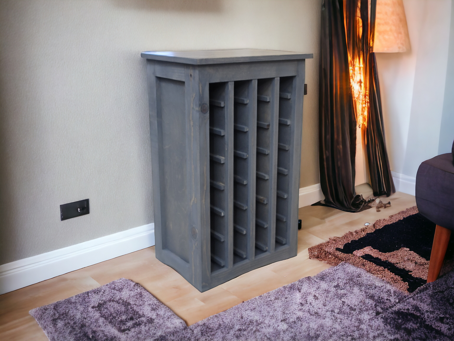 56 Bottle Modern Rustic Wine Cabinet and Jail