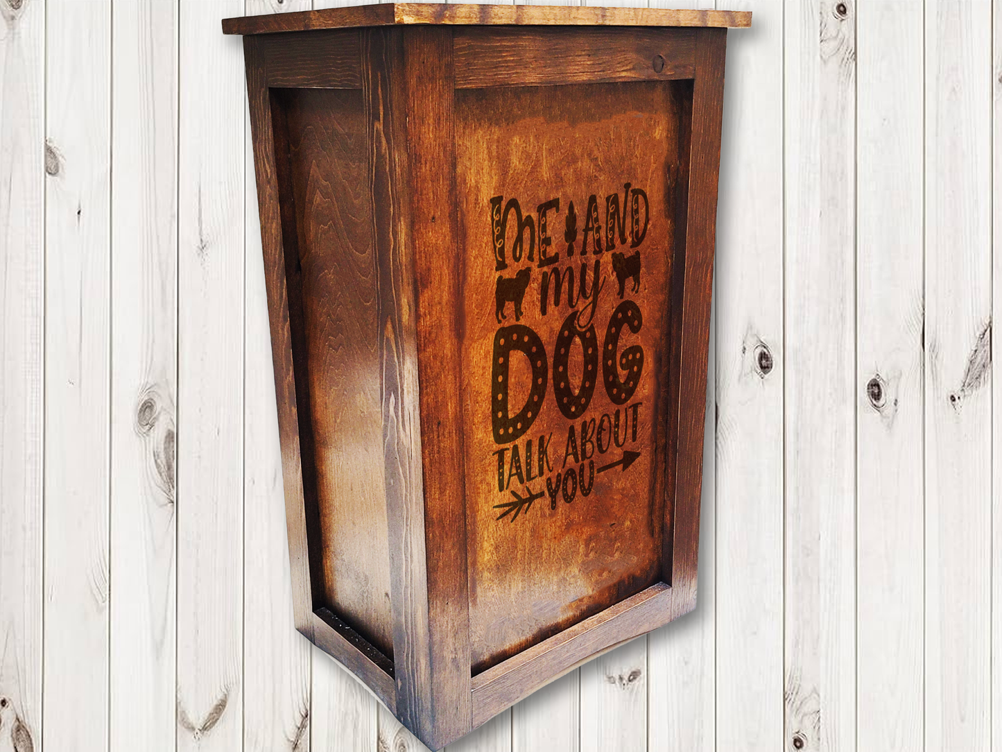 Engraved Shaker Wooden Dog Food Bin