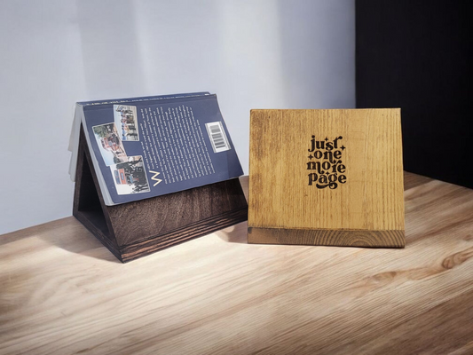 Handcrafted Wooden Book Holder – Personalized Bedside Bookmark Stand