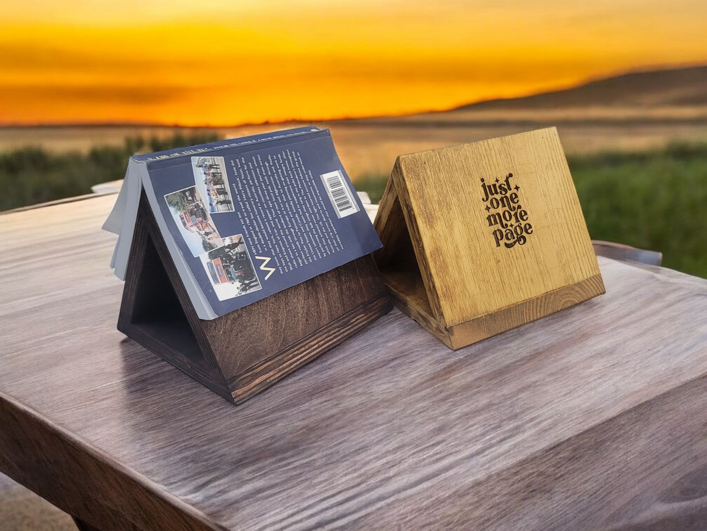 Handcrafted Wooden Book Holder – Personalized Bedside Bookmark Stand