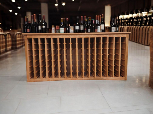 Modern Rustic 112-Bottle Wine Rack – Custom Stained Birch Wood Wine Storage – Holds Standard Bottles – Handmade Wine Cabinet – 68x14x32