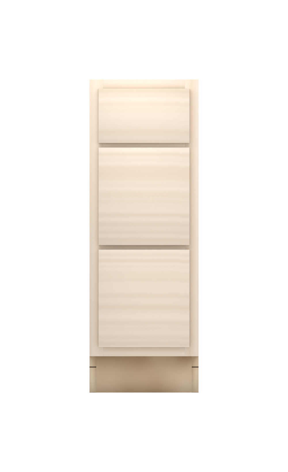 12" slab drawer base cabinet with 3 drawers, face frame, ready to paint, front view