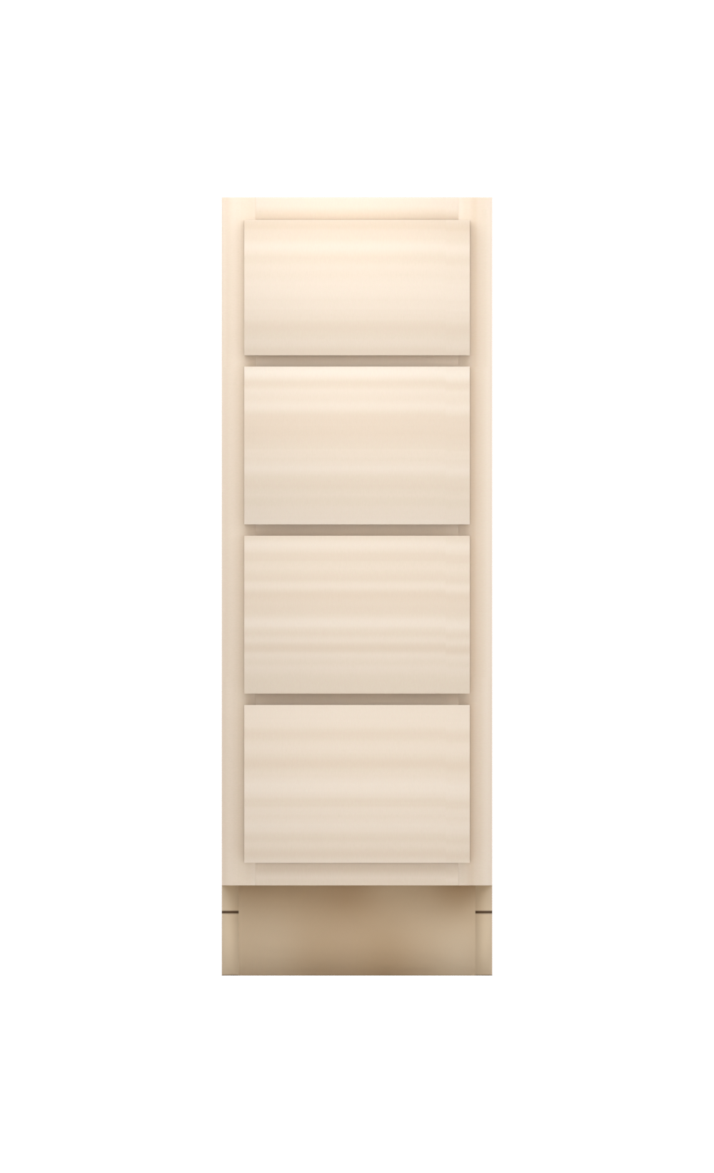 12" slab drawer base cabinet with 4 drawers, face frame, ready to paint, front view
