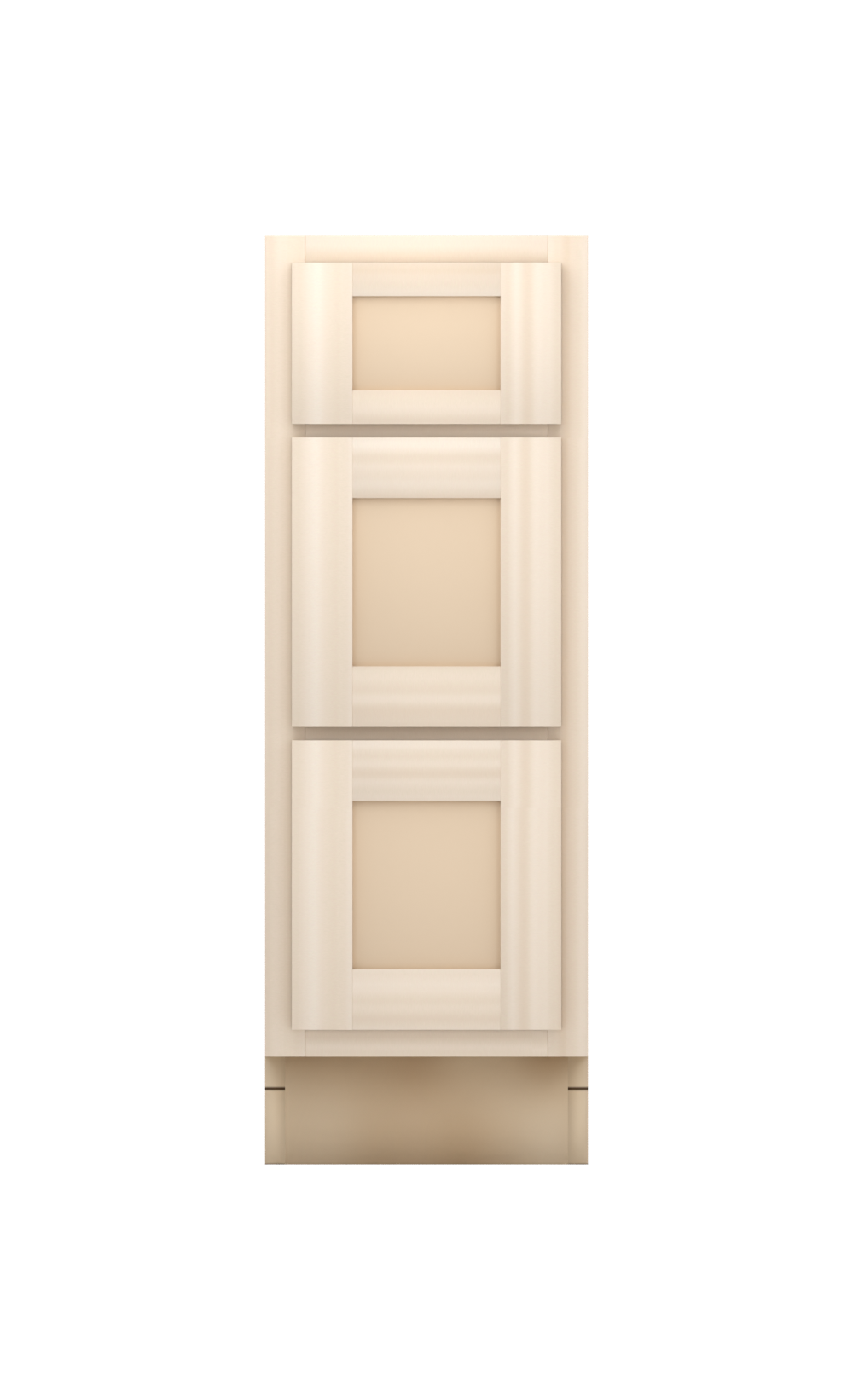 12" Face Frame Flat Shaker drawer base cabinet with 3 drawers, ready to paint, front view