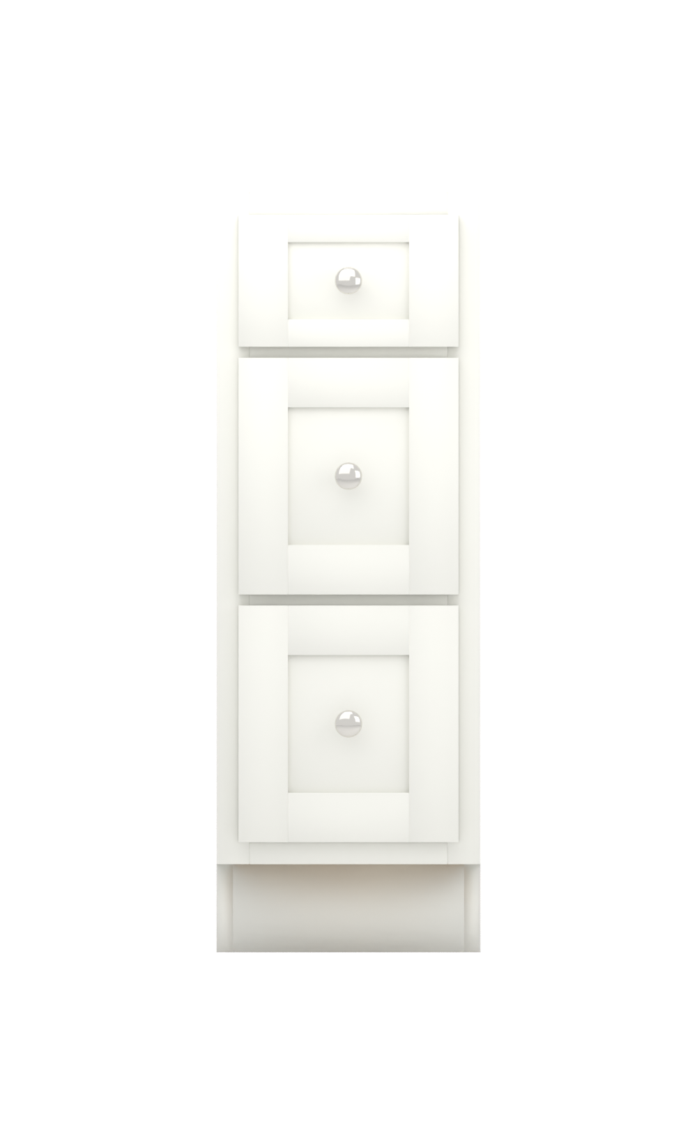 Painted example: High Reflective White SW 7757 (Sherwin-Williams) with polished nickel knobs