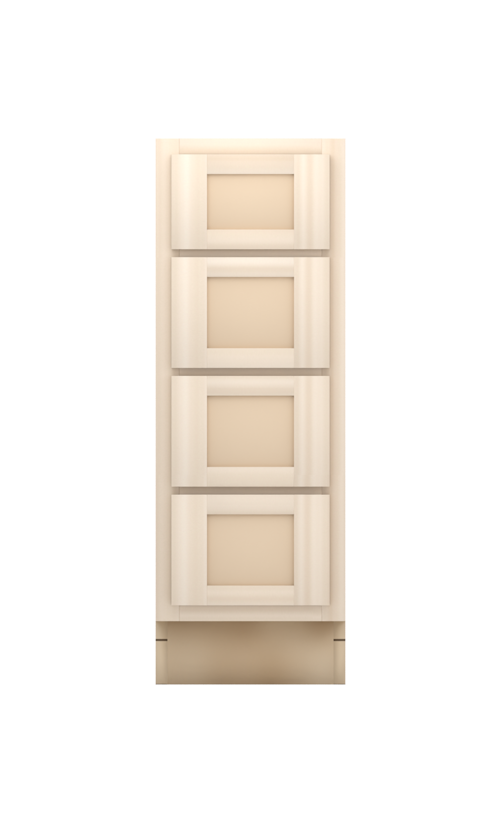 12" Face Frame Flat Shaker drawer base cabinet with 4 drawers, ready to paint, front view