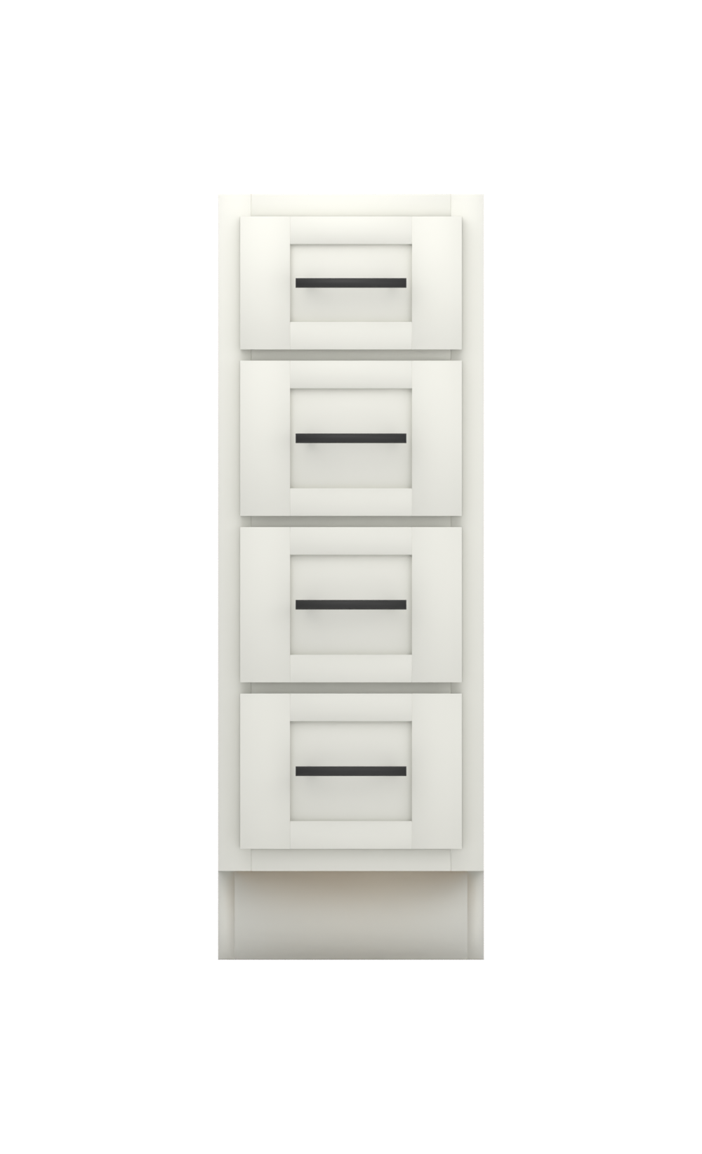 Painted example: Spare White SW 6203 (Sherwin-Williams) with matte black bar pulls