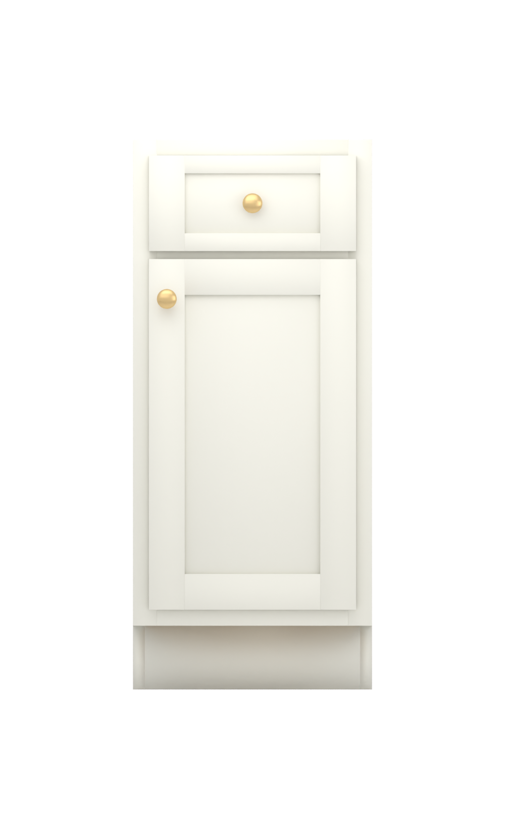 Painted example: White Dove OC-17 (Benjamin Moore) with brushed brass knobs