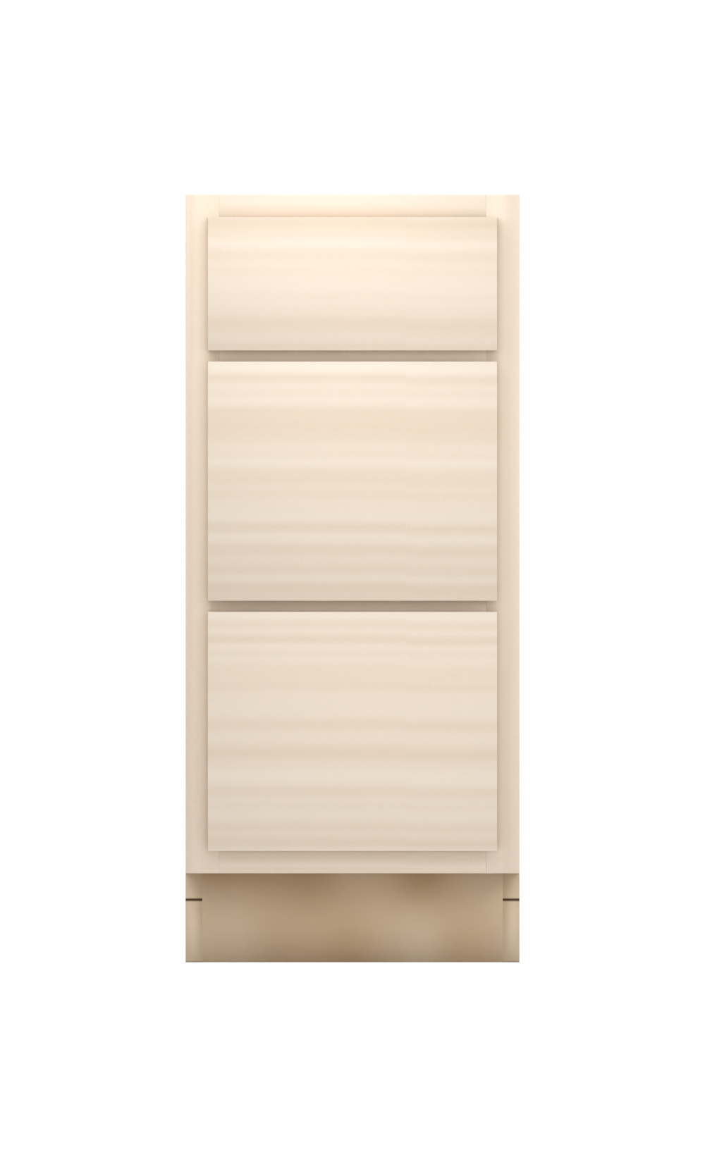 15" slab drawer base cabinet with 3 drawers, face frame, ready to paint, front view