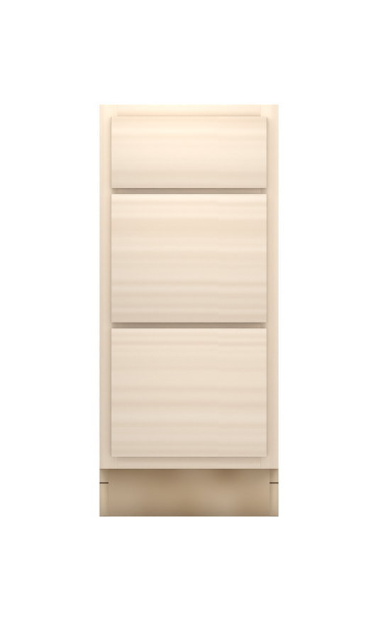 15" slab drawer base cabinet with 3 drawers, face frame, ready to paint, front view
