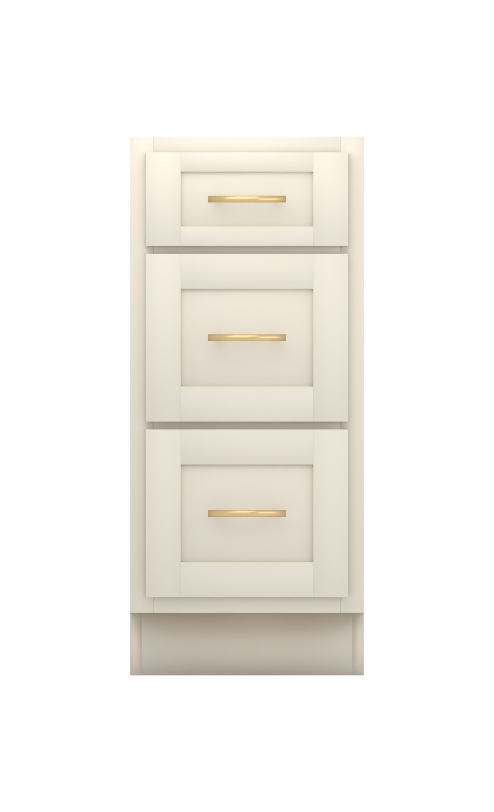 Painted example: White Duck SW 7010 (Sherwin-Williams) with brushed brass bar pulls