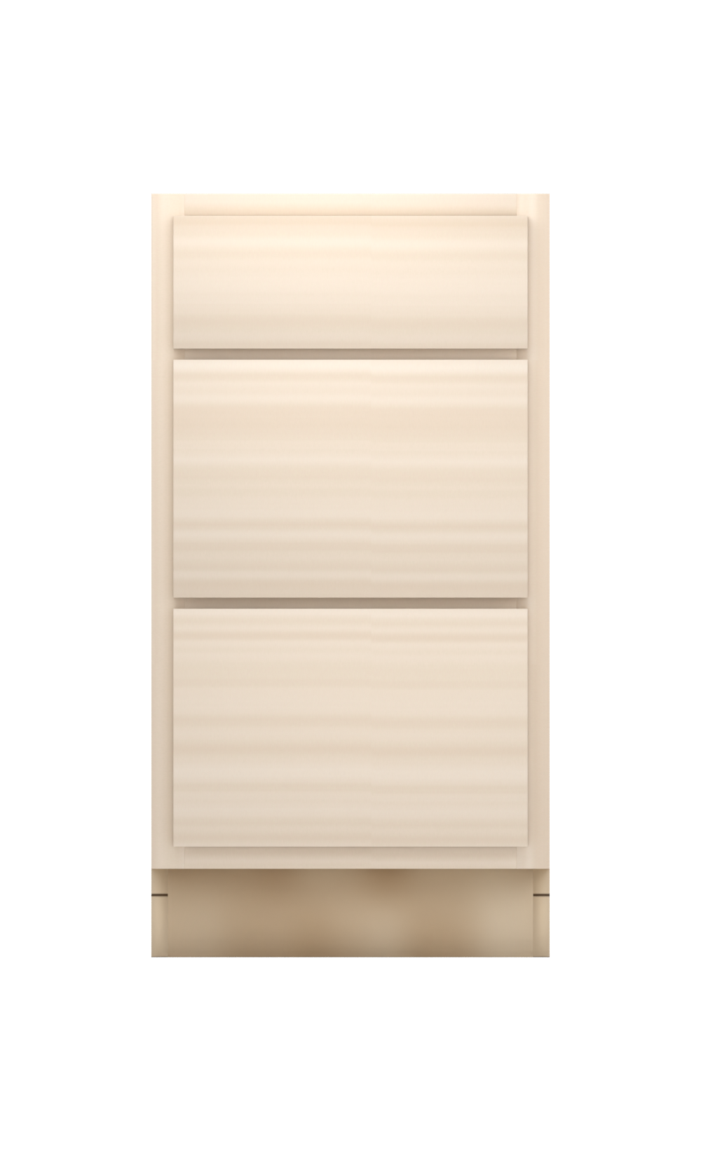 18" slab drawer base cabinet with 3 drawers, face frame, ready to paint, front view