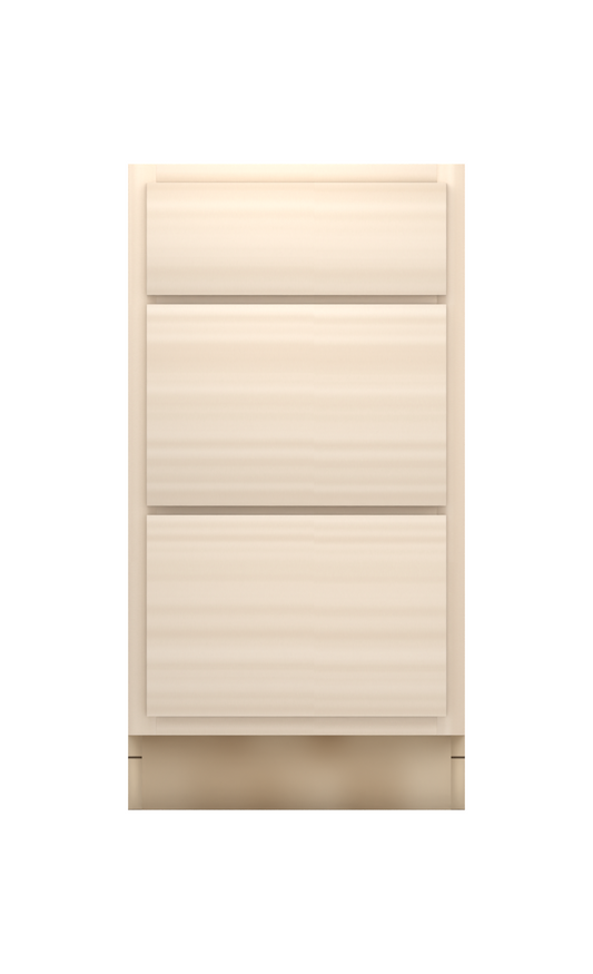 18" slab drawer base cabinet with 3 drawers, face frame, ready to paint, front view