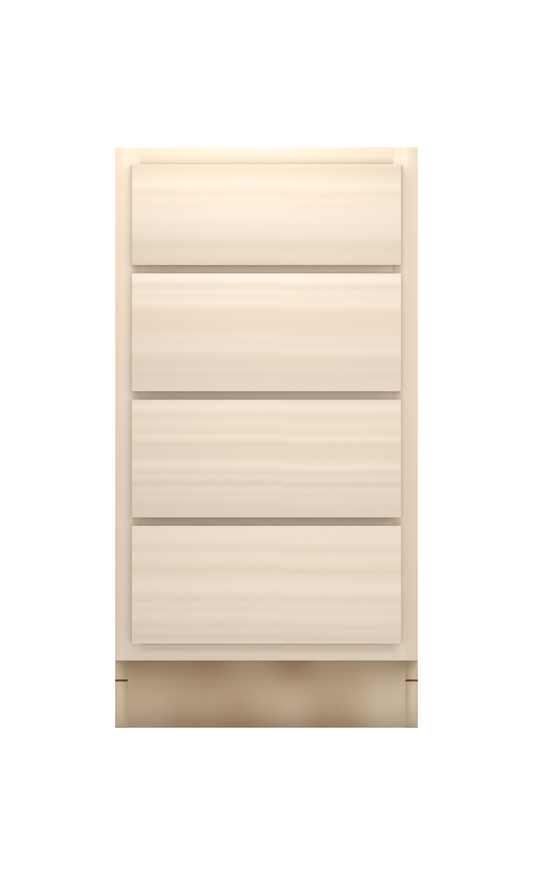 18" slab drawer base cabinet with 4 drawers, face frame, ready to paint, front view