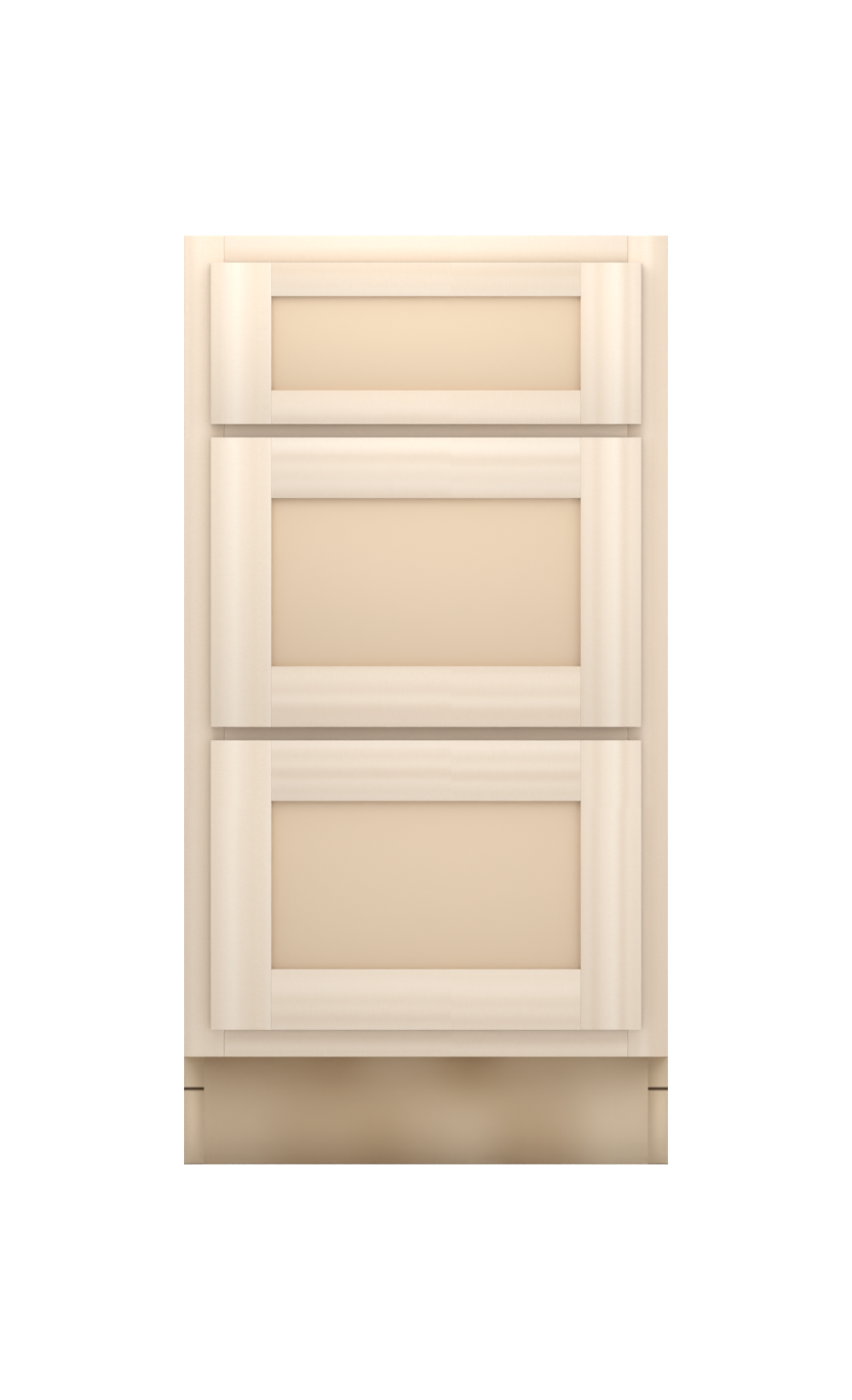 18" Face Frame Flat Shaker drawer base cabinet with 3 drawers, ready to paint, front view