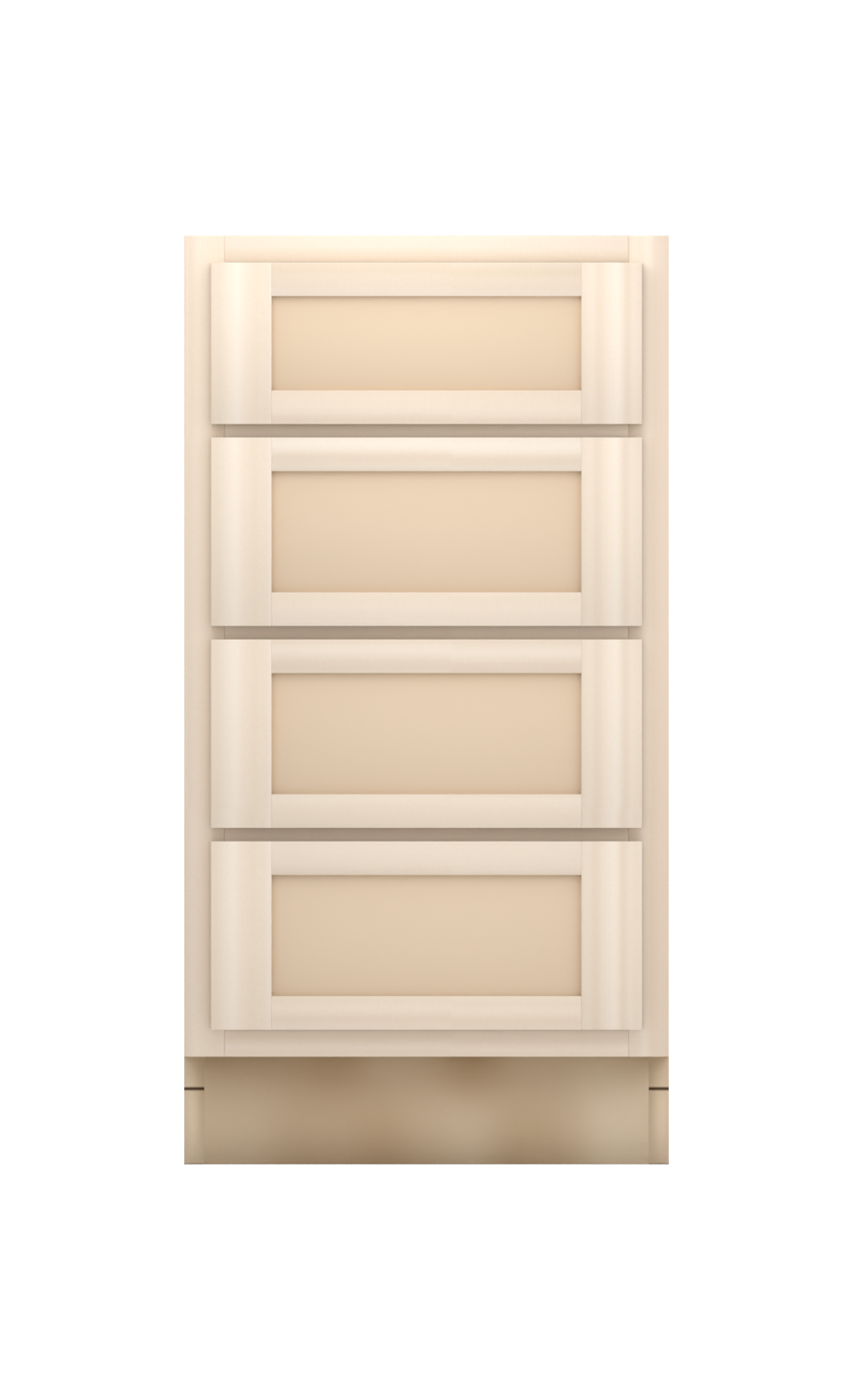 18" Face Frame Flat Shaker drawer base cabinet with 4 drawers, ready to paint, front view