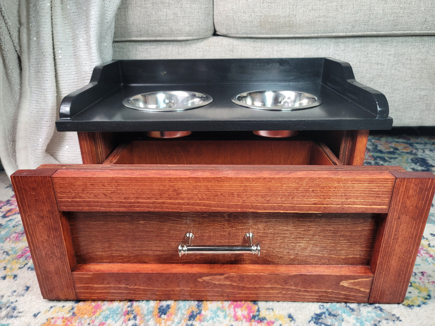 Large with Backsplash Raised Dog Bowl Feeding Station