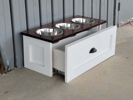 3 Bowl LARGE Raised Dog Bowl Feeding Station