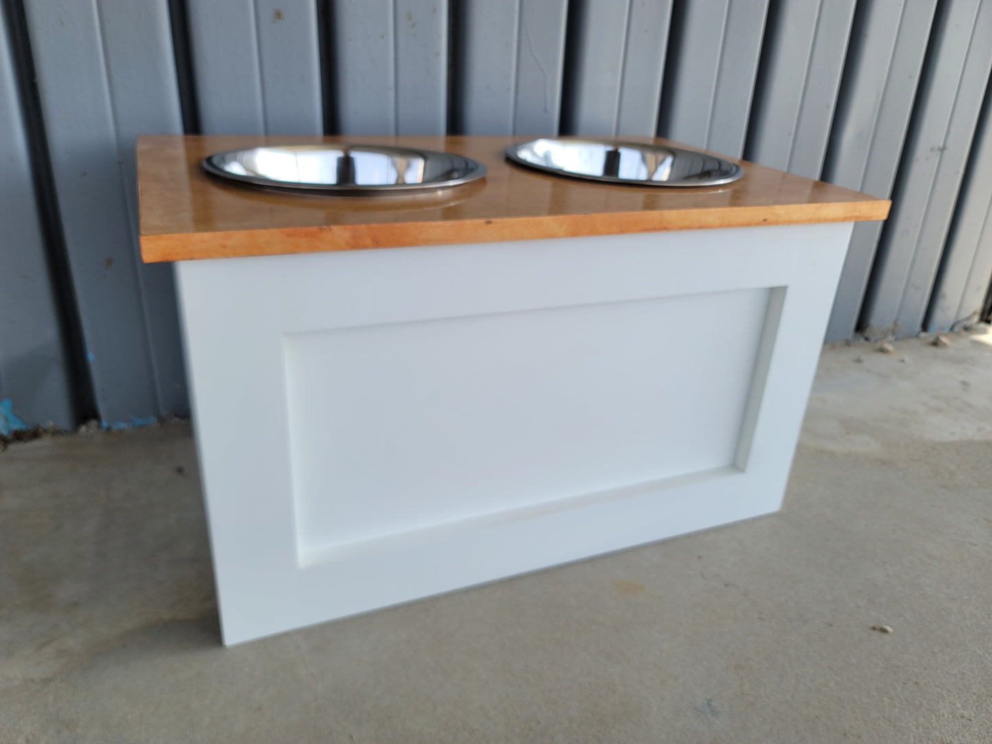 NEW! Lift-Top Raised Dog Bowl Feeder Stand in Farmhouse Style