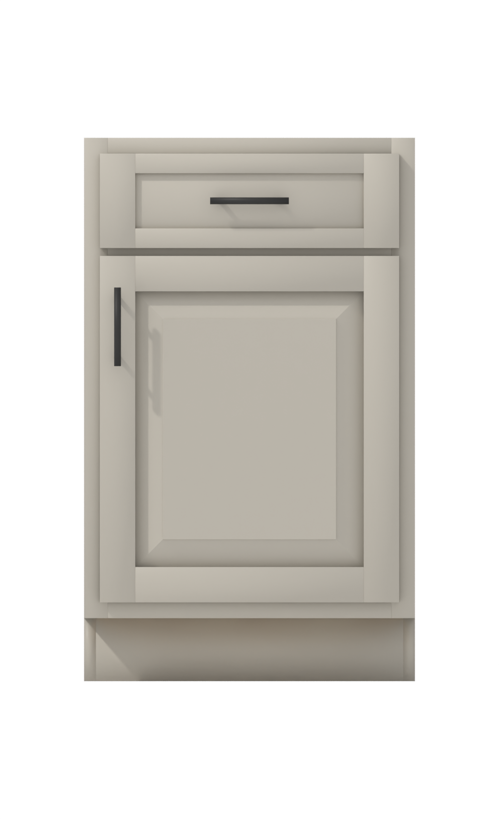 Painted example: Mindful Gray SW 7016 (Sherwin-Williams) with matte black bar pulls