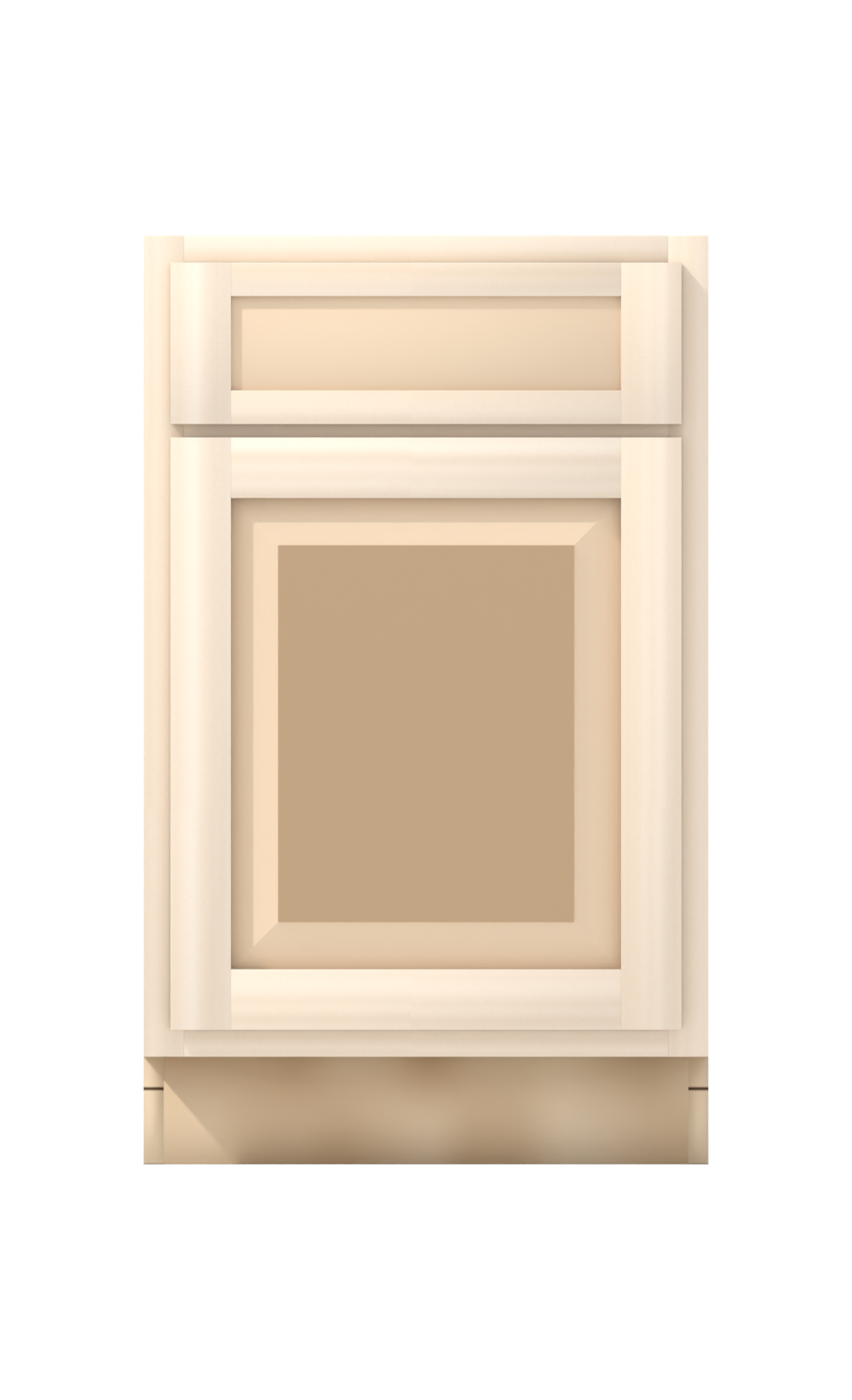 21" Face Frame Raised Panel Shaker base cabinet, ready to paint, front view