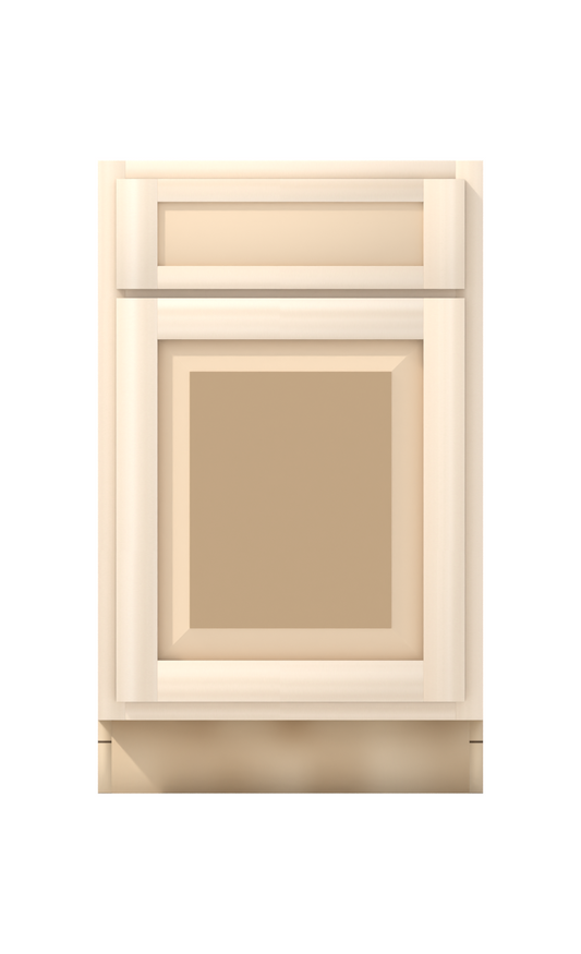 21" Face Frame Raised Panel Shaker base cabinet, ready to paint, front view
