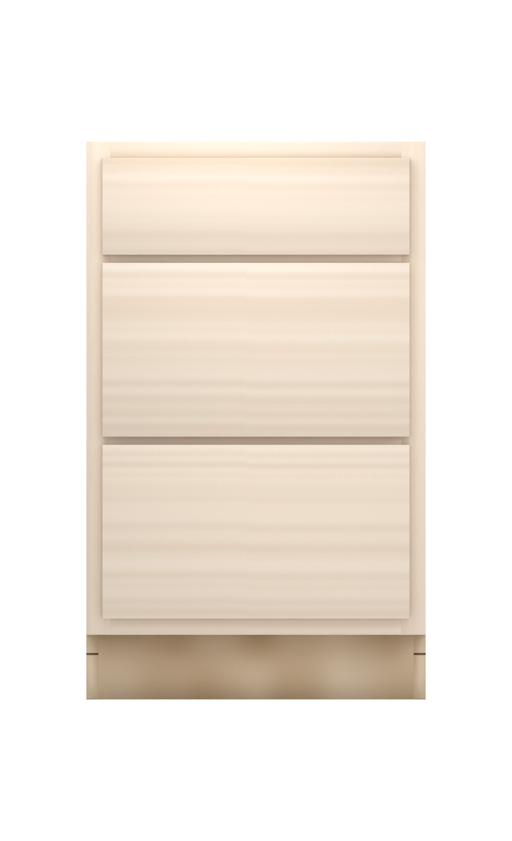 21" slab drawer base cabinet with 3 drawers, face frame, ready to paint, front view