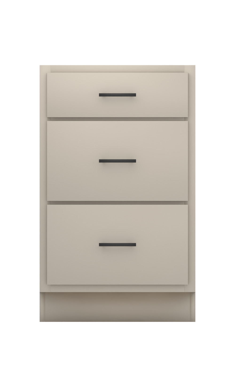 Painted example: Anew Gray SW 7030 (Sherwin-Williams) with matte black bar pulls