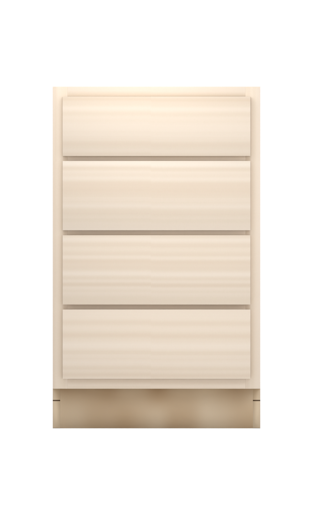 21" slab drawer base cabinet with 4 drawers, face frame, ready to paint, front view