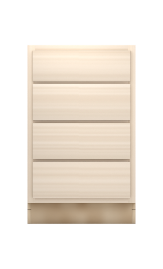 21" slab drawer base cabinet with 4 drawers, face frame, ready to paint, front view