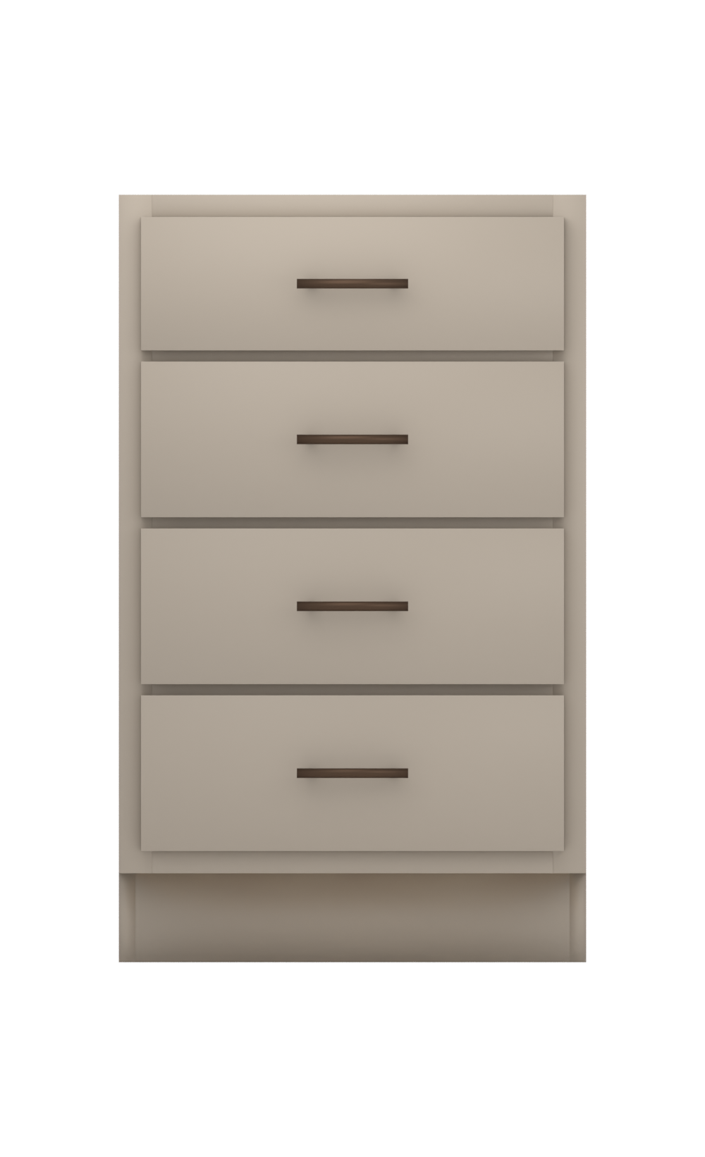 Painted example: Mega Greige SW 7031 (Sherwin-Williams) with oil-rubbed bronze bar pulls