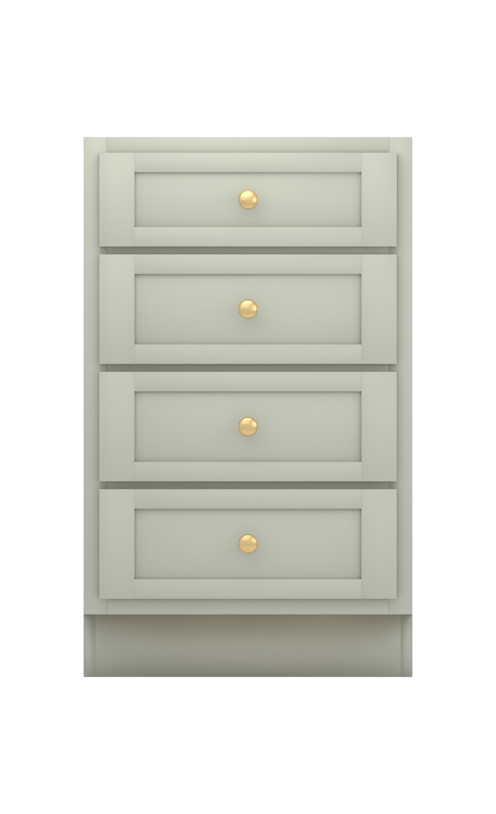 Painted example: Contented SW 6191 (Sherwin-Williams) with brushed brass knobs