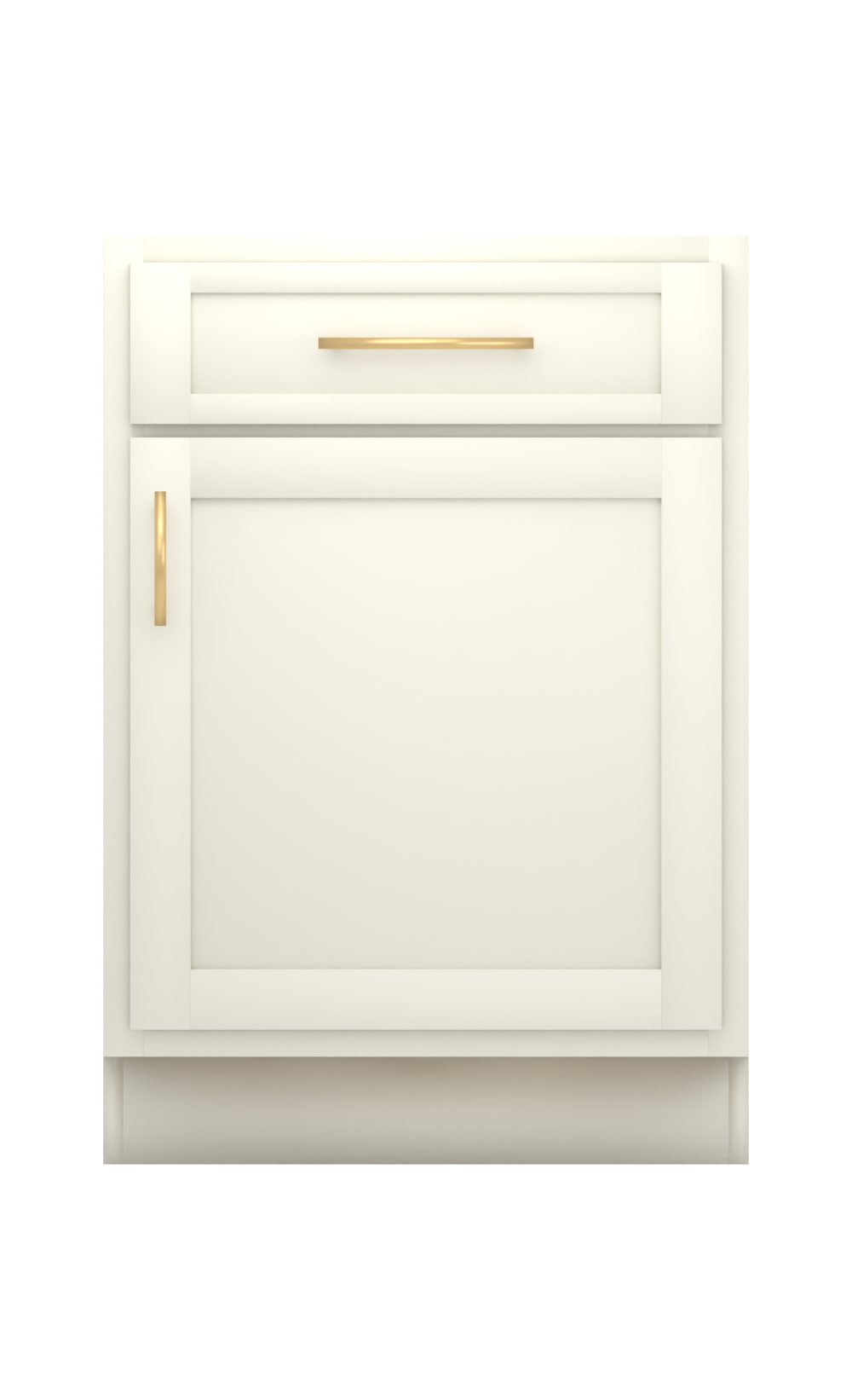 Painted example: Swiss Coffee OC-45 (Benjamin Moore) with brushed brass bar pulls