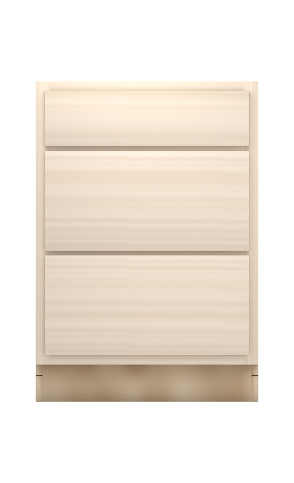 24" slab drawer base cabinet with 3 drawers, face frame, ready to paint, front view