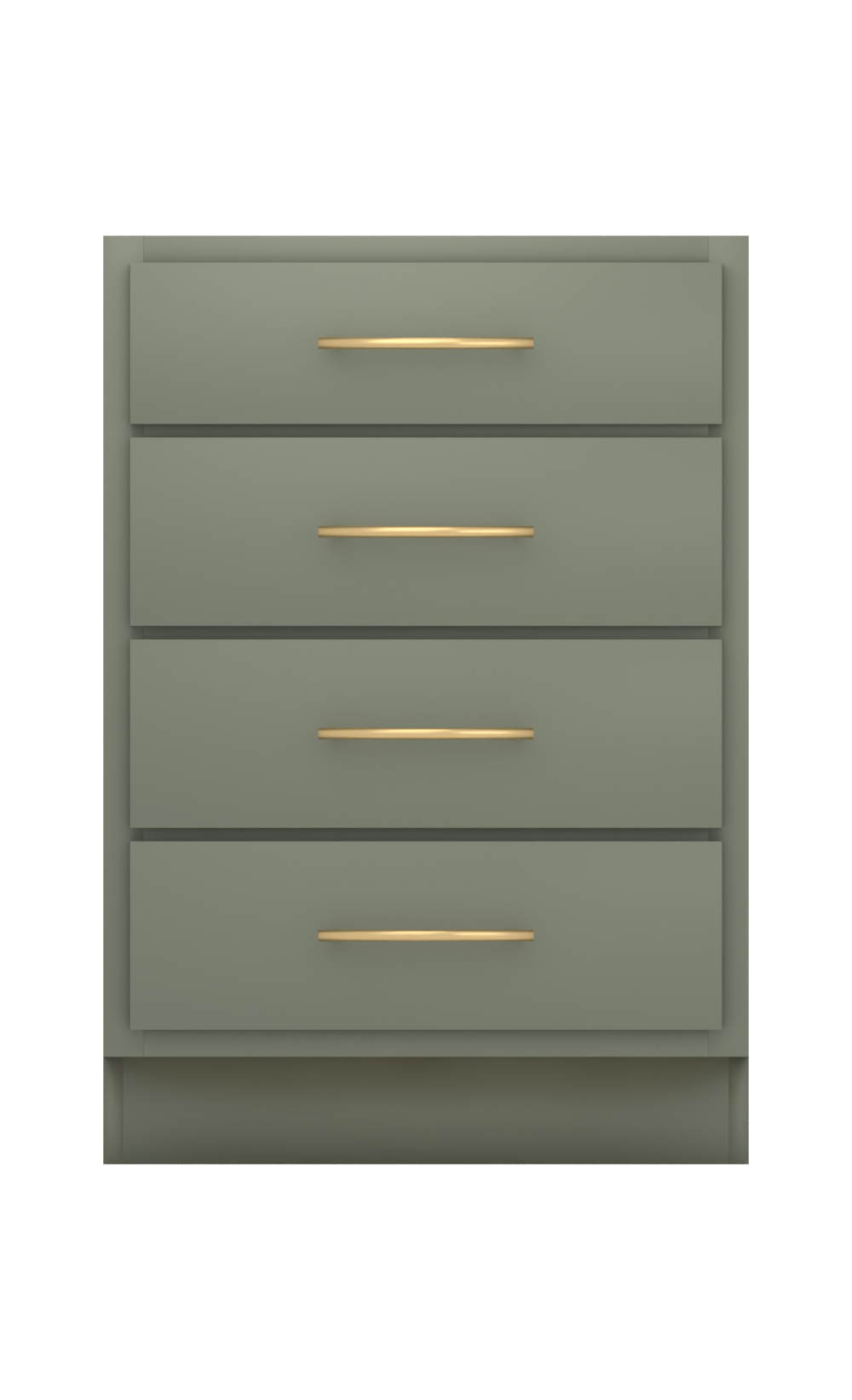 Painted example: Dried Thyme SW 6186 (Sherwin-Williams) with brushed brass bar pulls