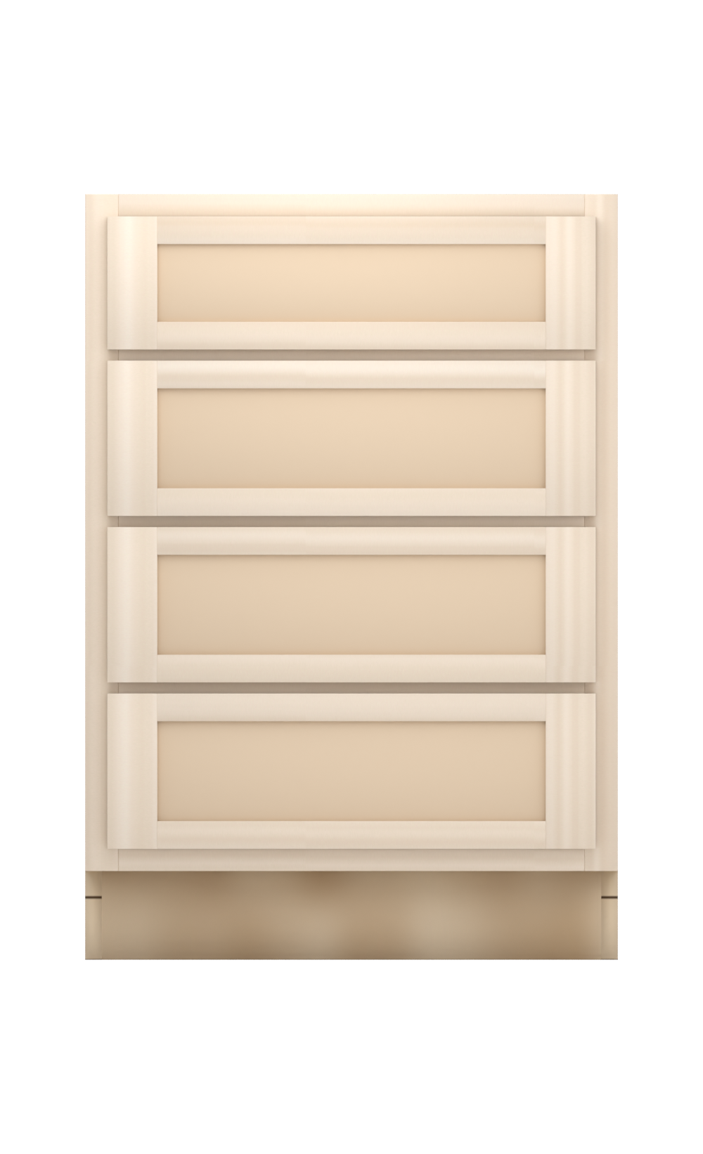 24" Face Frame Flat Shaker drawer base cabinet with 4 drawers, ready to paint, front view