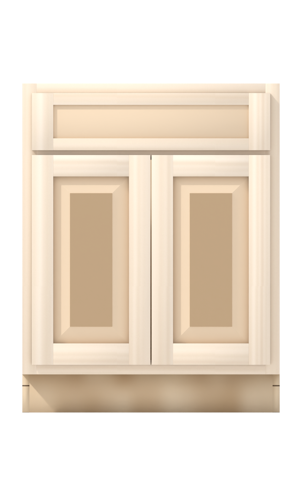 27" Face Frame Raised Panel Shaker base cabinet, ready to paint, front view