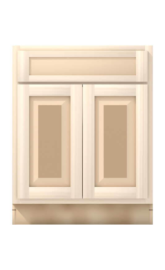27" Face Frame Raised Panel Shaker base cabinet, ready to paint, front view