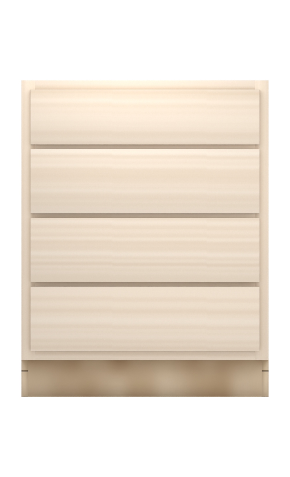27" slab drawer base cabinet with 4 drawers, face frame, ready to paint, front view