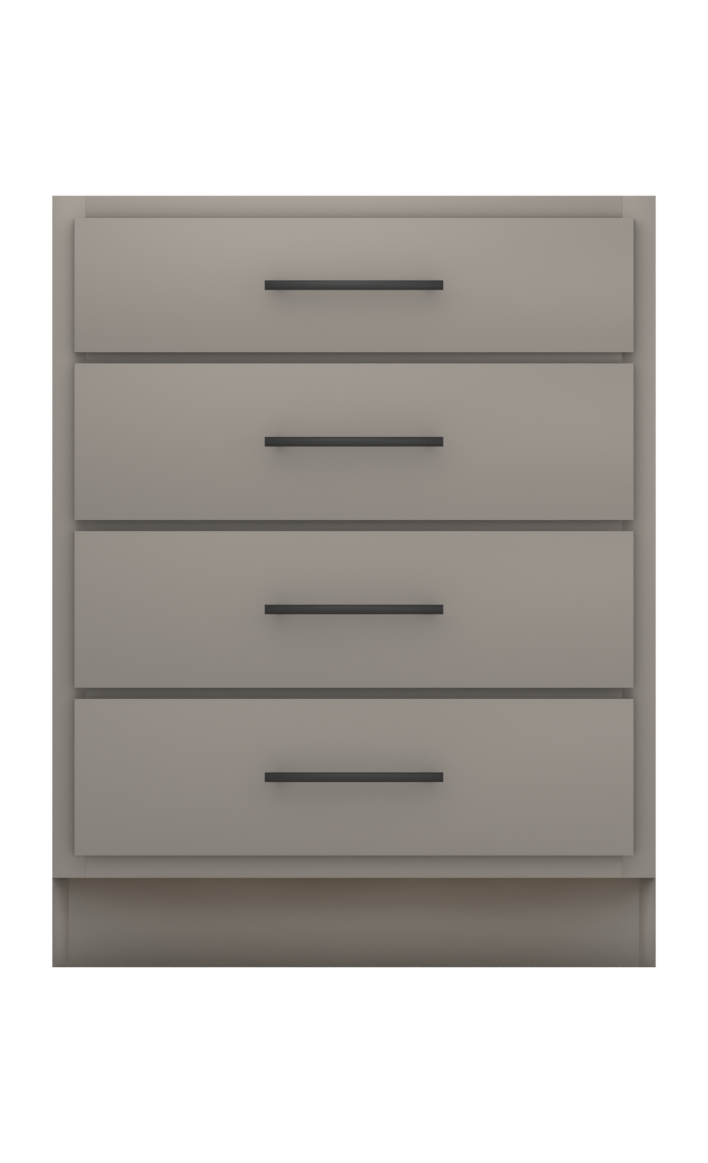 Painted example: Dovetail SW 7018 (Sherwin-Williams) with matte black bar pulls