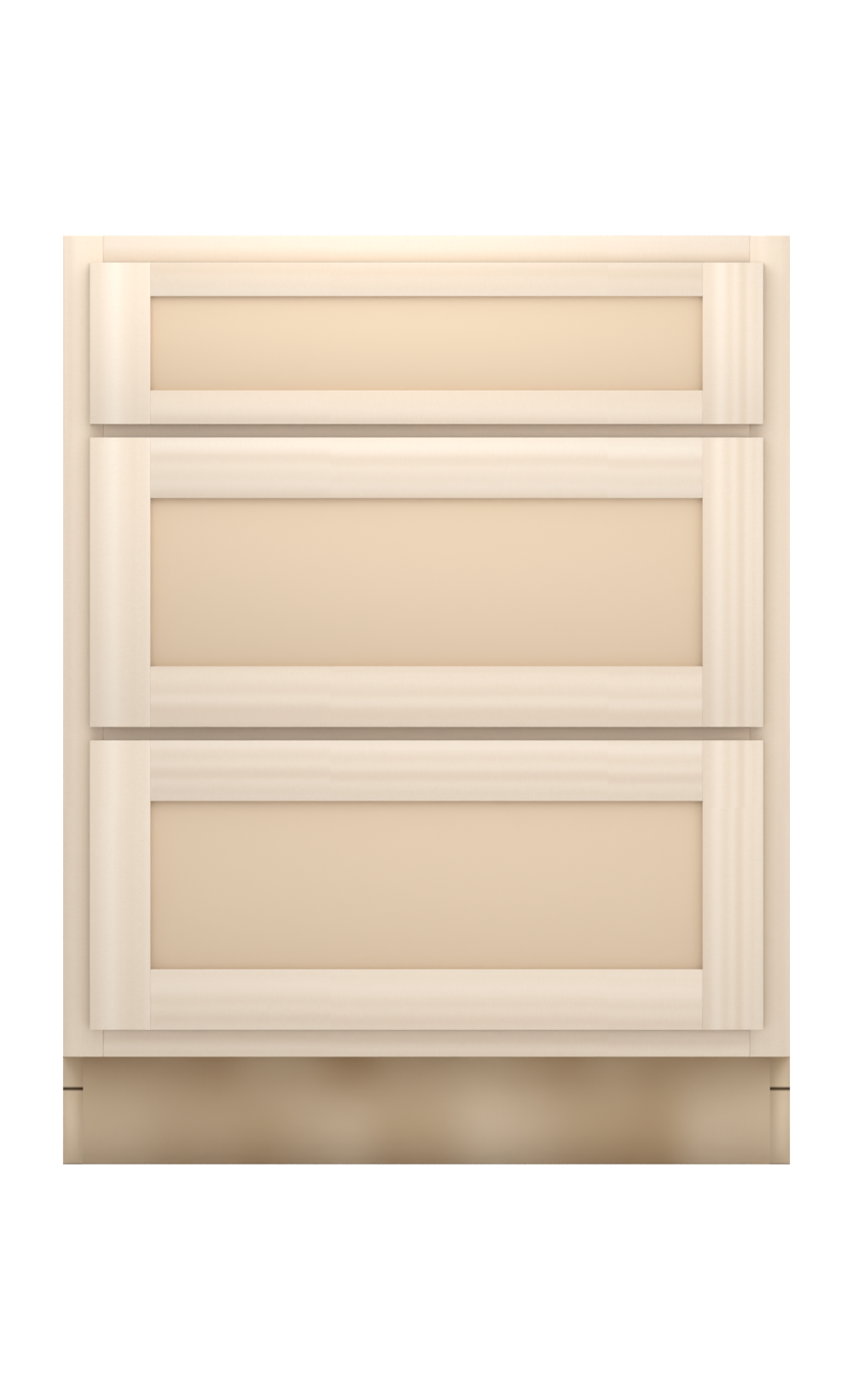 27" Face Frame Flat Shaker drawer base cabinet with 3 drawers, ready to paint, front view