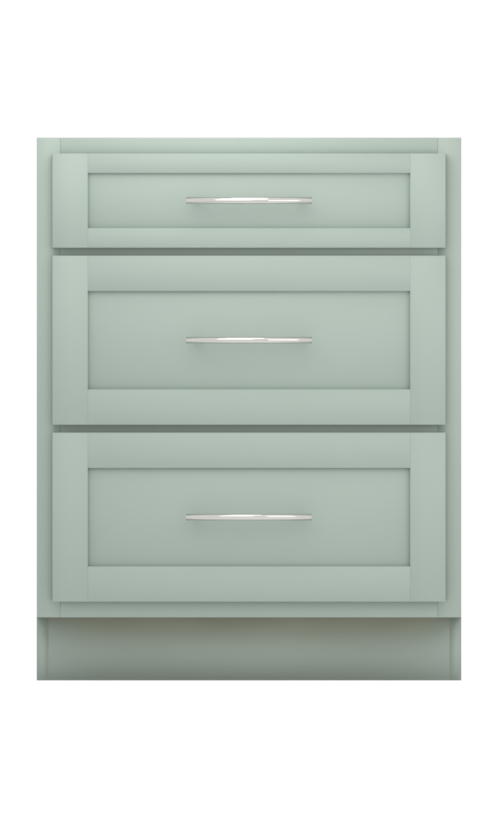 Painted example: Quietude SW 6212 (Sherwin-Williams) with polished nickel bar pulls