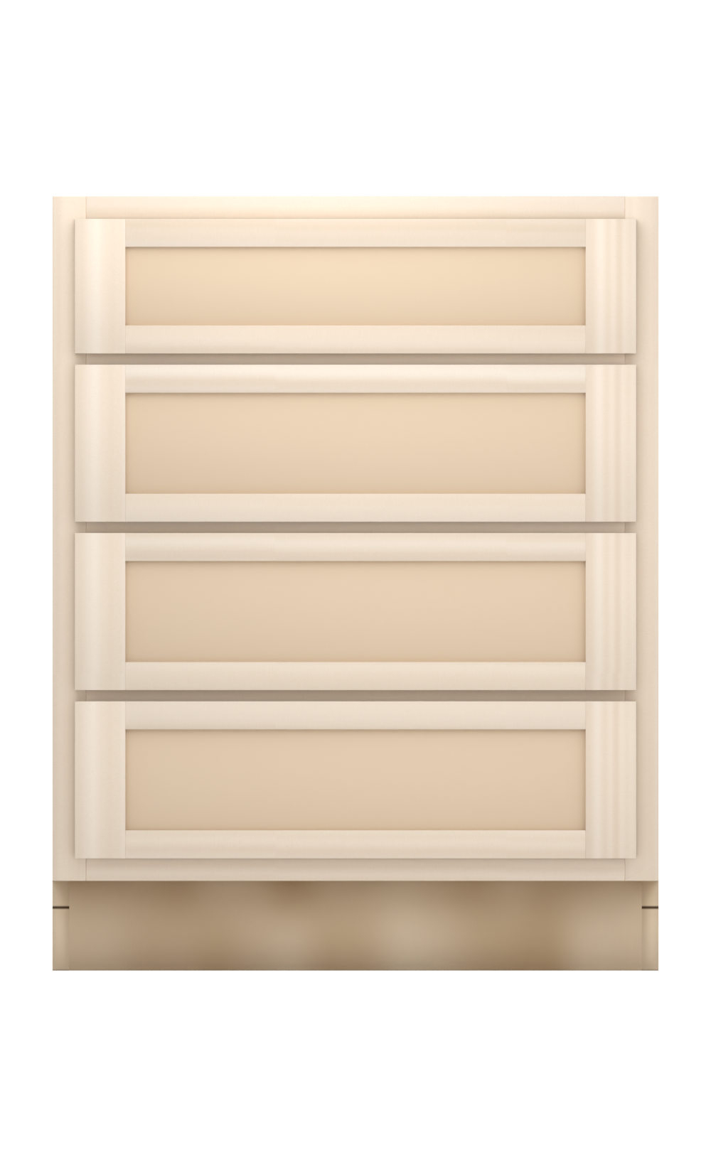 27" Face Frame Flat Shaker drawer base cabinet with 4 drawers, ready to paint, front view